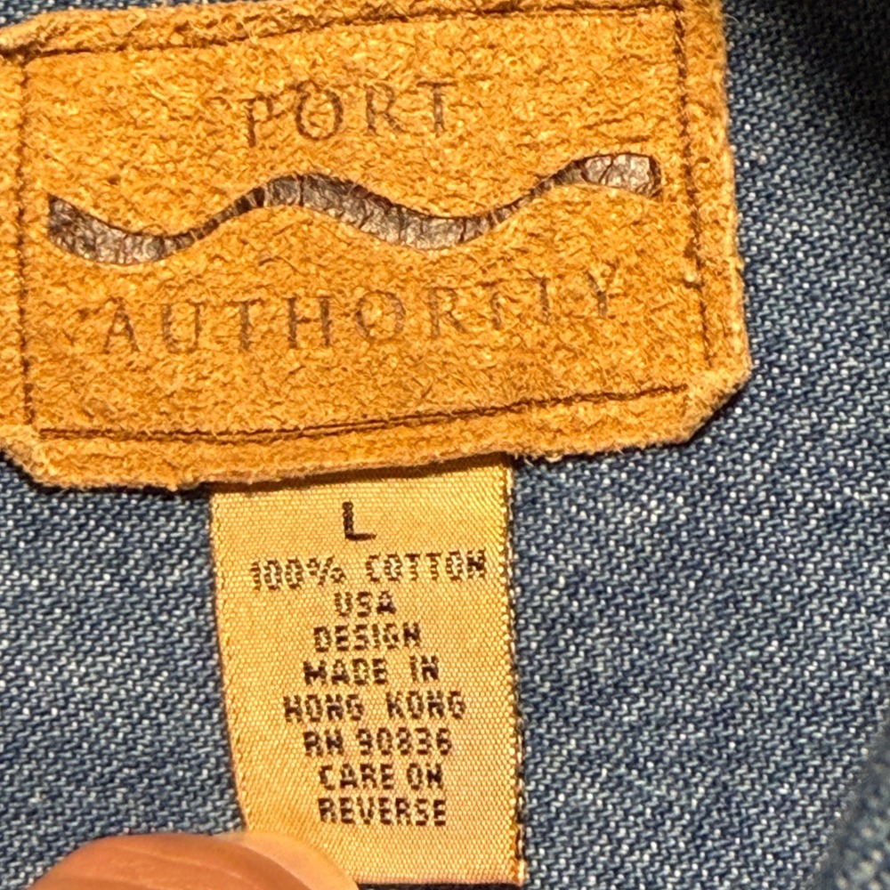 Port Authority Mens Denim Shirt Blue Code 3 Collectibles Fire Truck Graphic L - Picture 5 of 11